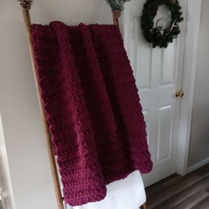 Handmade CHUNKY Burgundy Plum Throw Blanket